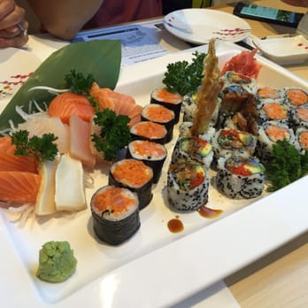MINE Sushi - Sashimi appetizer and maki set A spicy salmon, dynamite and bbq eel - Japanese Near Me - Markham, Ontario