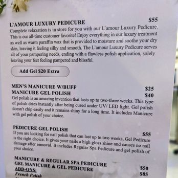 Lamour Nails and Day Spa - Menu 3/2023 - Nail Salons Near Me - Maui, Hawaii Lamour Nails and Day Spa - Menu 3/2023 - Nail Salons Near Me - Maui, Hawaii