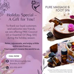 Pure Massage & Foot spa - Holiday Special - A Gift for You!