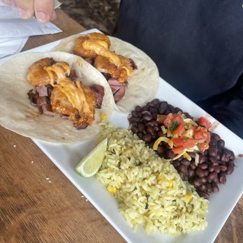 Red Mountain Grill - Surf & Turf Baja Tacos (with rice & beans) - Bars Near Me - Dillon, Colorado