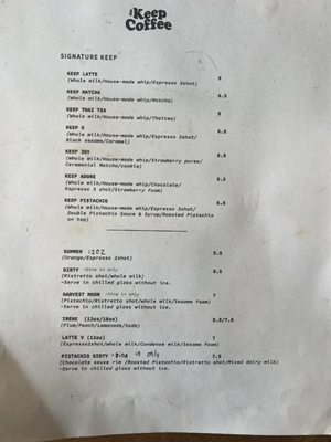 Menu photo 2 The Keep Coffee San Diego, CA Menu photo 2 The Keep Coffee San Diego, CA
