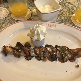 Angelina - Hazelnut praline crêpe Angelina hot chocolate, Chantilly (Crêpe pralinée chocolat chaud Angelina, Chantilly) - Breakfast & Brunch Near Me - Paris, 75