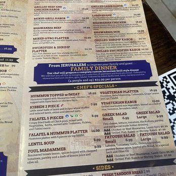 Jerusalem Grill - Menú, August 2024 - Mediterranean Near Me - San Antonio, Texas