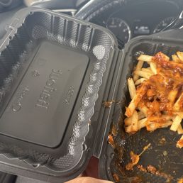 Deeper section of the container is empty and look where the fries was at? Shallow part . Deeper section of the container is empty and look where the fries was at? Shallow part .
