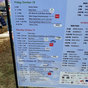 Carolina Balloon Fest - List of musicians playing. Running two stages. - Hot Air Balloons Near Me - Statesville, North Carolina
