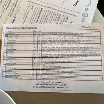 Thames Street Oyster House - Raw bar menu - Seafood Near Me - Baltimore, Maryland Thames Street Oyster House - Raw bar menu - Seafood Near Me - Baltimore, Maryland