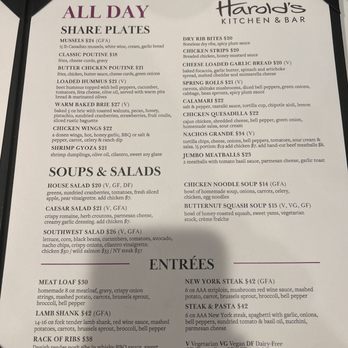 Harold's Kitchen & Bar - Menu - Pubs Near Me - Richmond, British Columbia