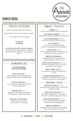 Menu photo 1 Adelaide Oyster House St. John's, NL