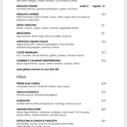 The Grand Chalet - Menu
