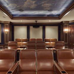 Sound Living - Barrington home theater with custom Fortress seats and star ceiling
