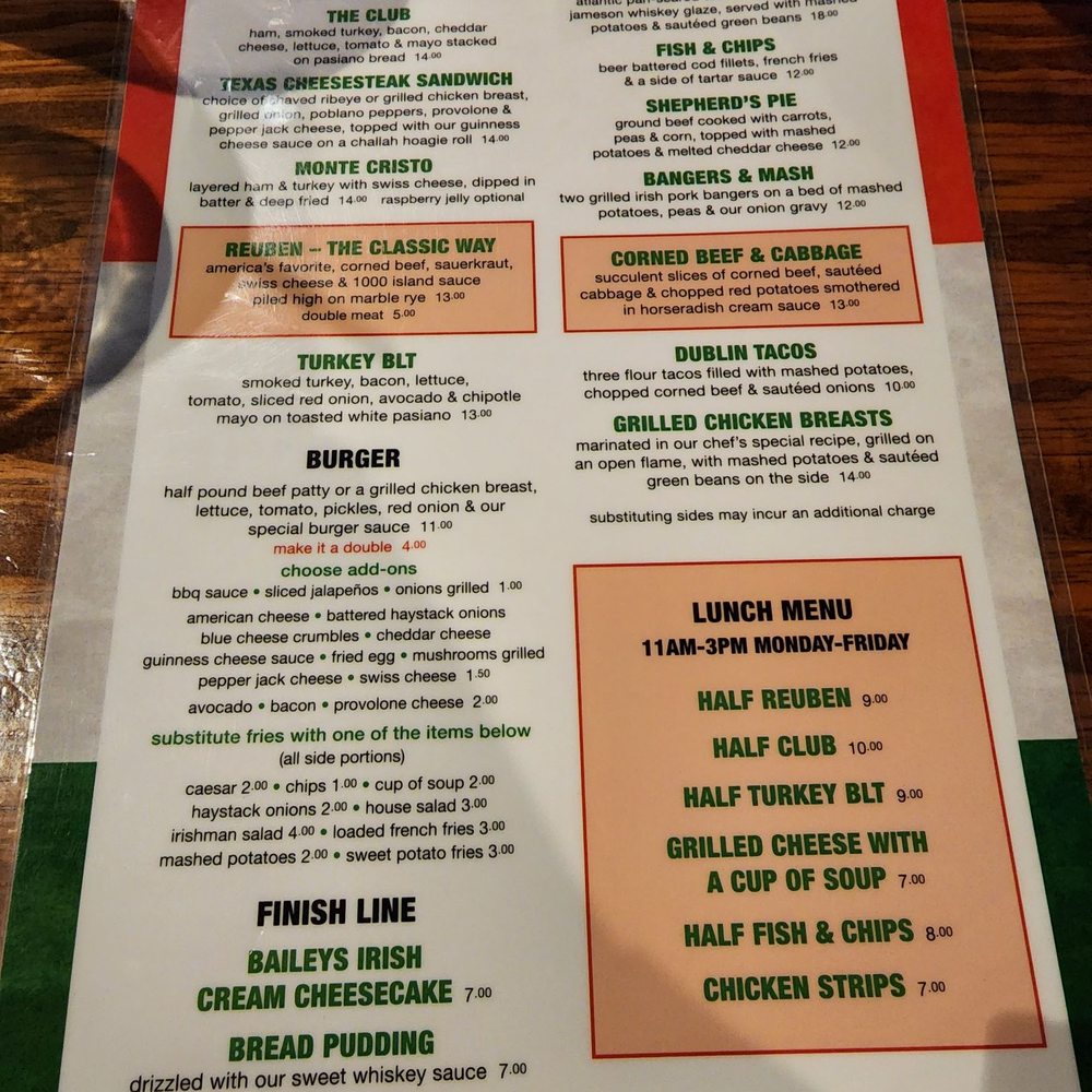 The Irishman Pub - Menu - Sports Bars Near Me - Dallas, Texas The Irishman Pub - Menu - Sports Bars Near Me - Dallas, Texas