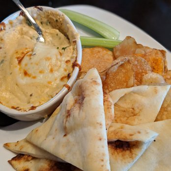 110 Grill - Crab Rangoon Dip with naan and potato chips - New American Near Me - Braintree, Massachusetts 110 Grill - Crab Rangoon Dip with naan and potato chips - New American Near Me - Braintree, Massachusetts