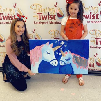 Painting With A Twist - Mommy and me Unicorn session - Paint & Sip Near Me - Austin, Texas