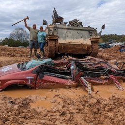 Victorious in smashing the car to smitherings! Victorious in smashing the car to smitherings!