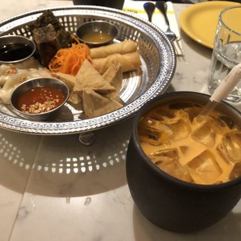 Kin'd - Deluxe Veggie Combo  Thai Iced Tea - Thai Near Me - Fresh Meadows, New York