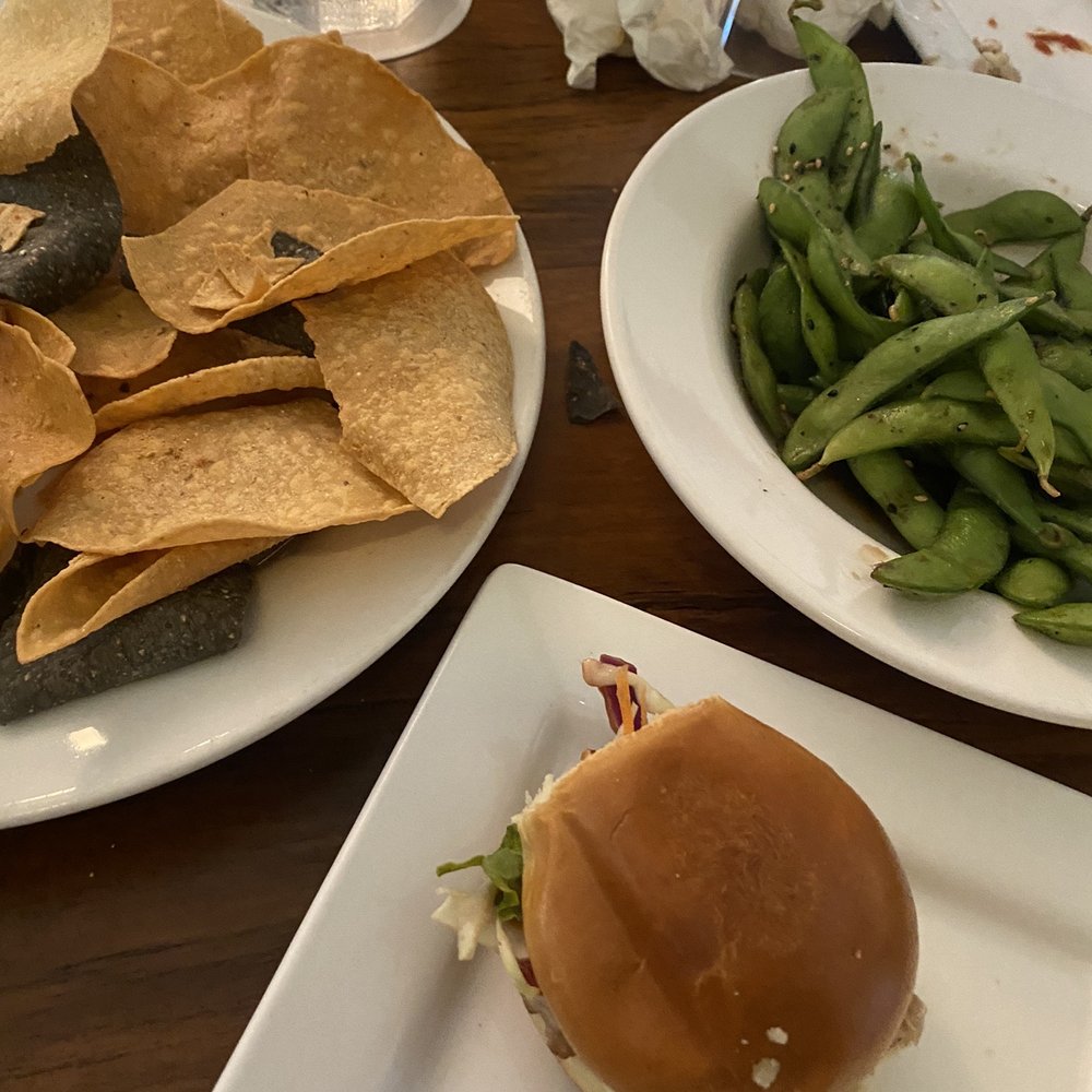Mahiko Lounge - Pork sliders (happy hour order comes with 2), edamame, and chips and salsa - Lounges Near Me - HI, Hawaii