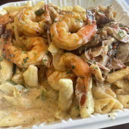 Rasta Pasta with chicken and shrimp