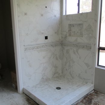 James Groff Tile and Stone - porcelain tile shower, recessed shelf, deco insets, Tile installation Poway, CA - General Contractors Near Me - Santee, California