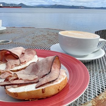 Coffee Girl - Cheese bagel with cream cheese and ham - Coffee & Tea Near Me - Astoria, Oregon Coffee Girl - Cheese bagel with cream cheese and ham - Coffee & Tea Near Me - Astoria, Oregon