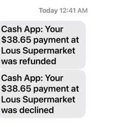 Lou's Grocery - Here's where the charge they claimed didn't go through was refunded .