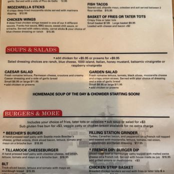 The Filling Station - Menu - Pubs Near Me - Kingston, Washington The Filling Station - Menu - Pubs Near Me - Kingston, Washington