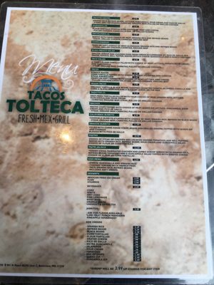 Menu photo 4 Tacos Tolteca Baltimore, MD
