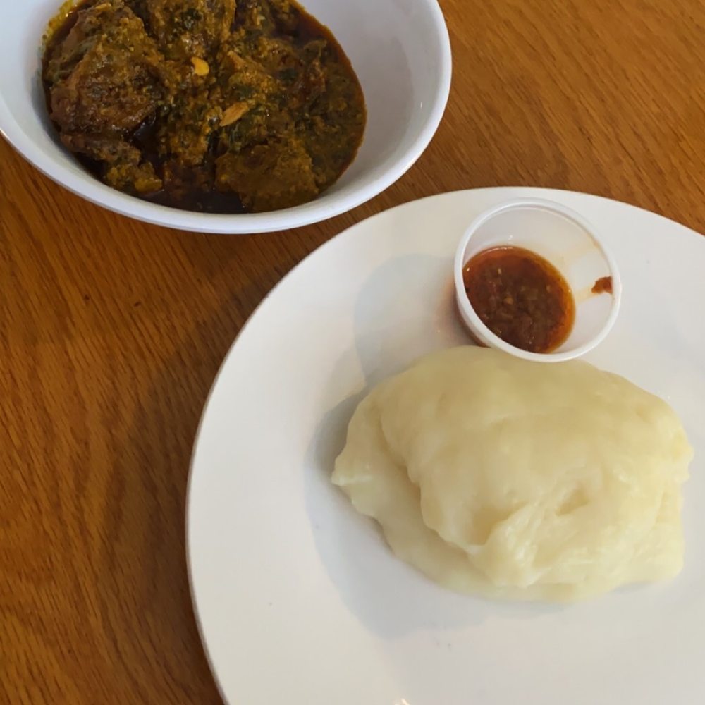 Egusi with cassava fufu Egusi with cassava fufu