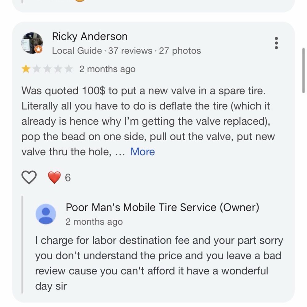 Poor Man Mobile Tire Service - Rude. - Tires Near Me