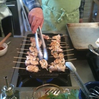 Cavallo Point Cooking School - chicken skewers with we-made pickle plum sauce and shiso leaves - Cooking Schools Near Me - Sausalito, California