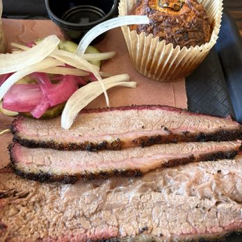 Pit Fiend Barbecue - 1/2 lbs beef brisket and jalapeño cheddar cornbread - Barbeque Near Me - Denver, Colorado Pit Fiend Barbecue - 1/2 lbs beef brisket and jalapeño cheddar cornbread - Barbeque Near Me - Denver, Colorado