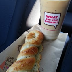 Baskin-Robbins Ice Cream & Dunkin Donuts - Bagel cheese twist (?) with a MD iced coffee.