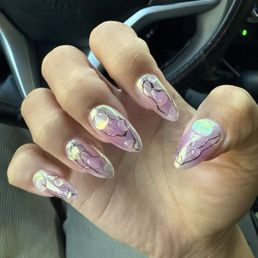 When I first got them done: art is so good! But cuticles could have used better cleaning. When I first got them done: art is so good! But cuticles could have used better cleaning.