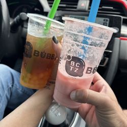 Bubblecup Tea Zone - Lychee Tea(left) and Watermelon Milk Tea(right)