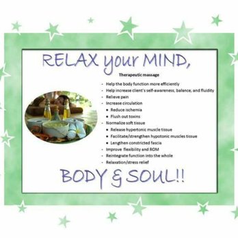 Oranda's Mobile Therapeutic Massage Therapy - Reason why its important to take time for youself to relax your Mind, Body, and your soul... - Massage Therapy Near Me Oranda's Mobile Therapeutic Massage Therapy - Reason why its important to take time for youself to relax your Mind, Body, and your soul... - Massage Therapy Near Me