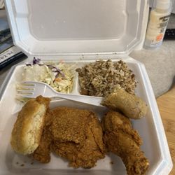 Chicken On The Bayou & Boudin Shop - My Cajun combo ( hubby gave me some boudin)