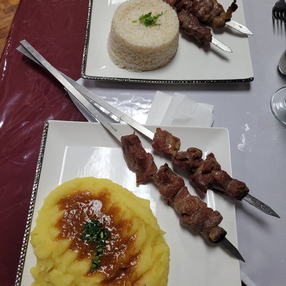 Lamb Shish Kabab Mashed Potatoes and Gravy Rice Lamb Shish Kabab Mashed Potatoes and Gravy Rice