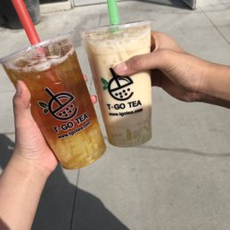 Honey pear green tea (left) Emerald Milk Tea (right)