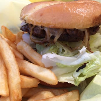EdeBees Snack Shack - Baby Bigfoot 1/3 pound patty, bacon, cheese, grilled onions and mushrooms. Awesome! - Burgers Near Me - Orick, California
