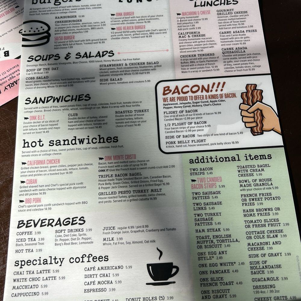 The Oink Cafe - Tucson - Front of the breakfast menu - Breakfast & Brunch Near Me - Tucson, Arizona The Oink Cafe - Tucson - Front of the breakfast menu - Breakfast & Brunch Near Me - Tucson, Arizona