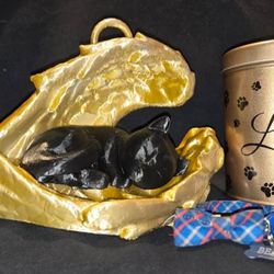 Stokes Pharmacy - Bear's ashes, collar, and the marker for his gravesite