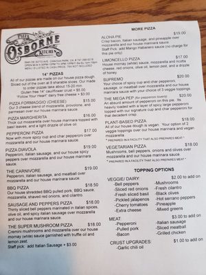 Menu photo 1 Osborne Pizza Kitchen Los Angeles, CA Menu photo 1 Osborne Pizza Kitchen Los Angeles, CA