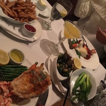 21 Oceanfront - Lobster tail, fries, asparagus, Brussels sprouts. - New American Near Me - Newport Beach, California