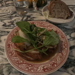 Roast Chicken w/ grilled cabbage and chicken jus