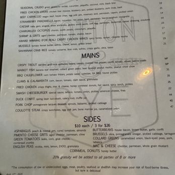 Cotton & Rye - Menu as of 29 April 2025 - New American Near Me - Savannah, Georgia