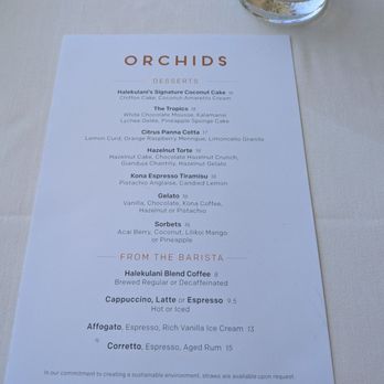 Orchids - Dessert menu, 2/5/26 - Breakfast & Brunch Near Me - Honolulu, Hawaii