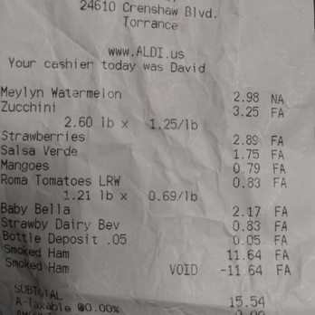 ALDI - See how he finally voided the item at the end? - Grocery Near Me - Torrance, California