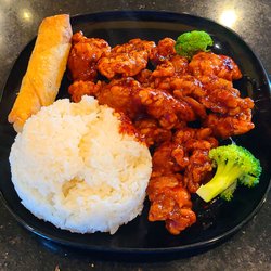 Tokyo - General Tso's Chicken lunch order. Ordered EXTRA Spicy... hardly any heat to it though. But was delicious!