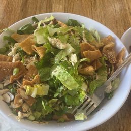Salad, wings, salad dressing Salad, wings, salad dressing