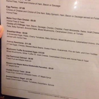 3 Squares Cafe - Breakfast menu, January 2016 - Breakfast & Brunch Near Me - Vergennes, Vermont