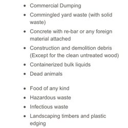 Dye Mill Road Compost Facility - Prohibited materials